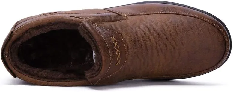 Men's Snow Boots Moccasins Slippers Plush Loafers Warm Lined Driving Indoor Outdoor Winter Non-Slip Elderly Walking Sneaker Shoes