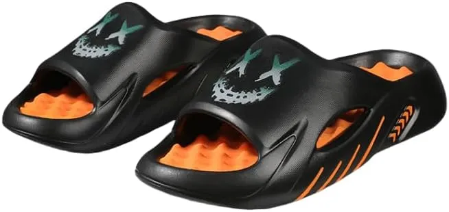 Men's Trendy Pillow Slides, Soft Sole Lightweight Home Shower Slides, Non-slip Beach Slides, Comfort Slippers, Massage, EVA Sandals