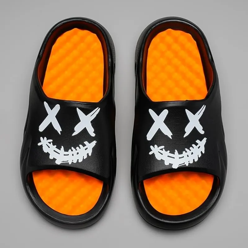 Men's Trendy Pillow Slides, Soft Sole Lightweight Home Shower Slides, Non-slip Beach Slides, Comfort Slippers, Massage, EVA Sandals