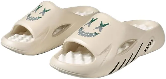 Men's Trendy Pillow Slides, Soft Sole Lightweight Home Shower Slides, Non-slip Beach Slides, Comfort Slippers, Massage, EVA Sandals