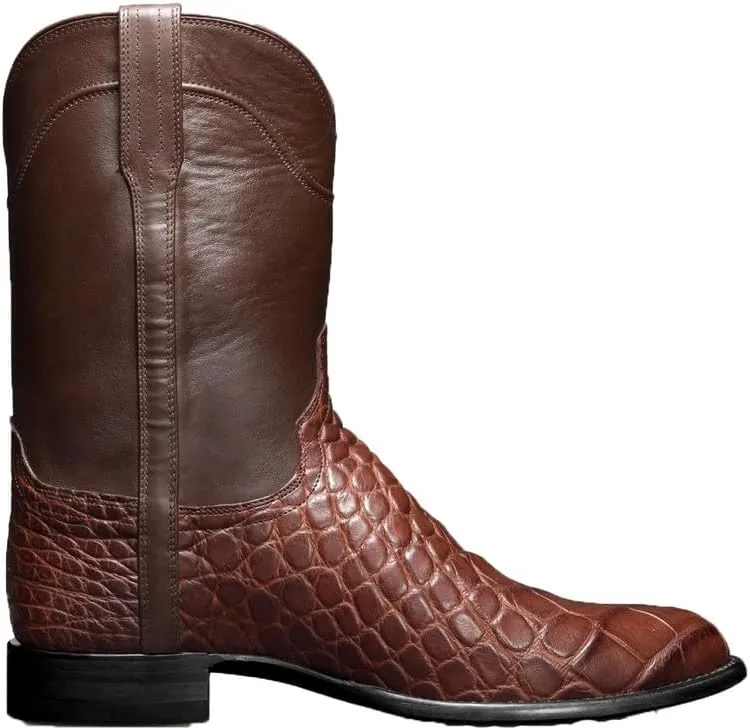 Men's Western Cowboy Boots Vintage Leather Casual Snake Print Mid Calf Boots Riding Boots Autumn Winter Men's Boots