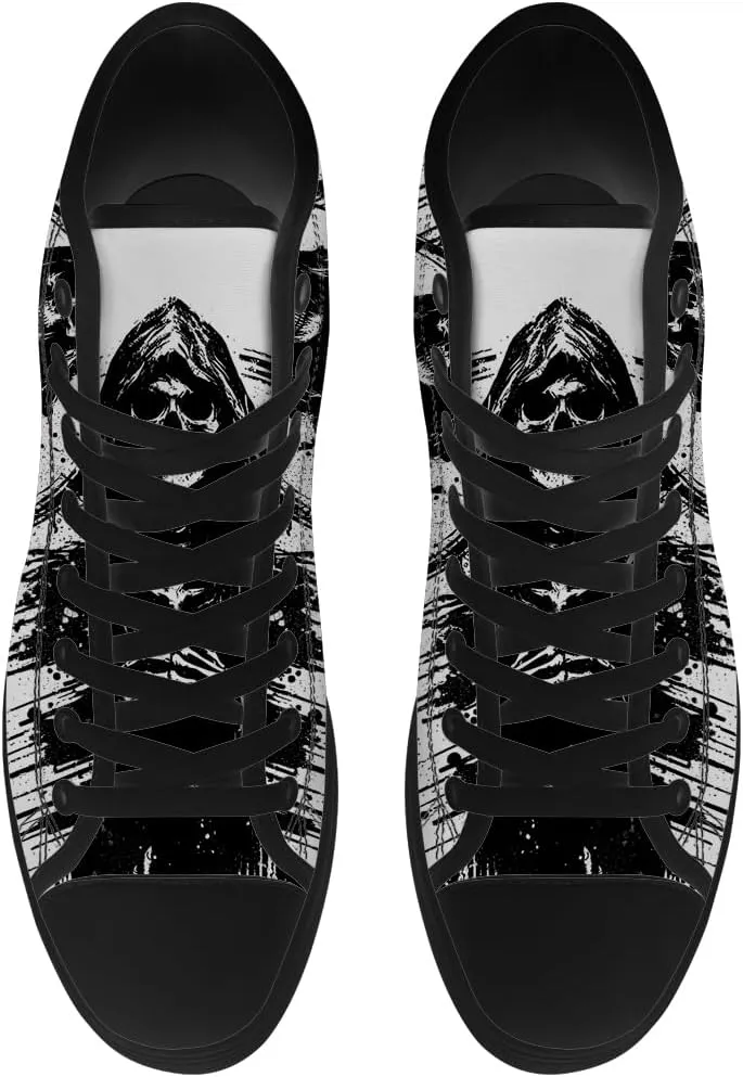 Men's Women's Skull High Top Canvas Shoes Gothic High Top Sneakers Lace Up Casual Shoes