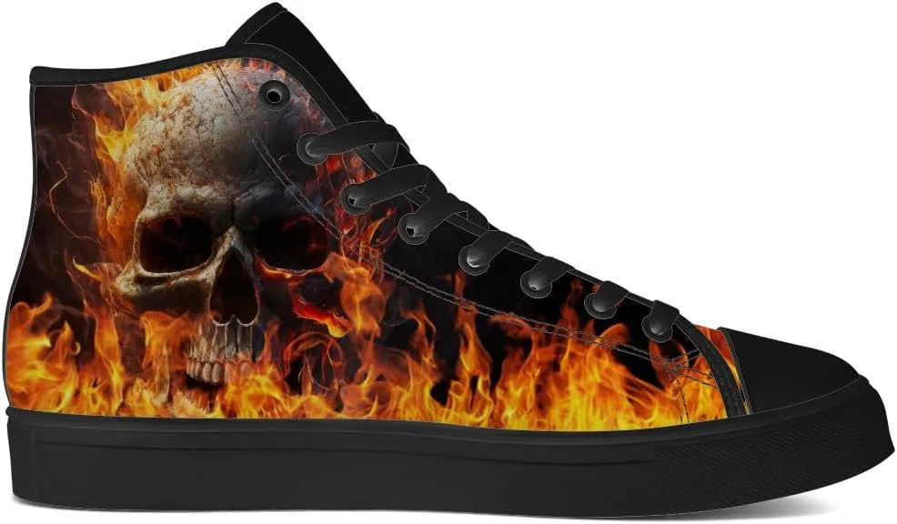 Men's Women's Skull High Top Canvas Shoes Gothic High Top Sneakers Lace Up Casual Shoes