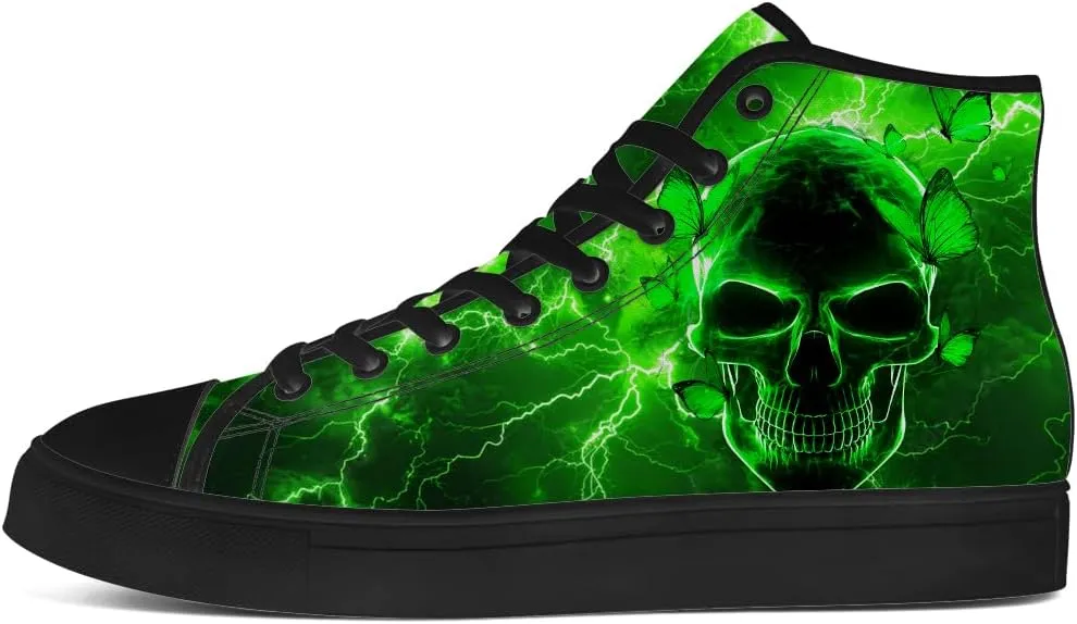 Men's Women's Skull High Top Canvas Shoes Gothic High Top Sneakers Lace Up Casual Shoes