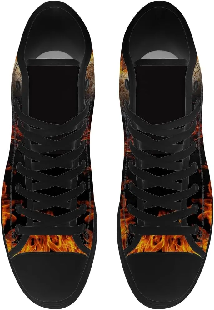 Men's Women's Skull High Top Canvas Shoes Gothic High Top Sneakers Lace Up Casual Shoes