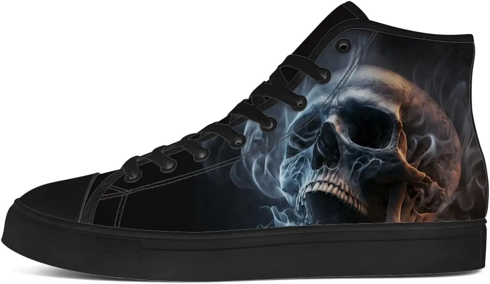 Men's Women's Skull High Top Canvas Shoes Gothic High Top Sneakers Lace Up Casual Shoes