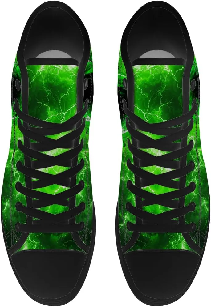 Men's Women's Skull High Top Canvas Shoes Gothic High Top Sneakers Lace Up Casual Shoes