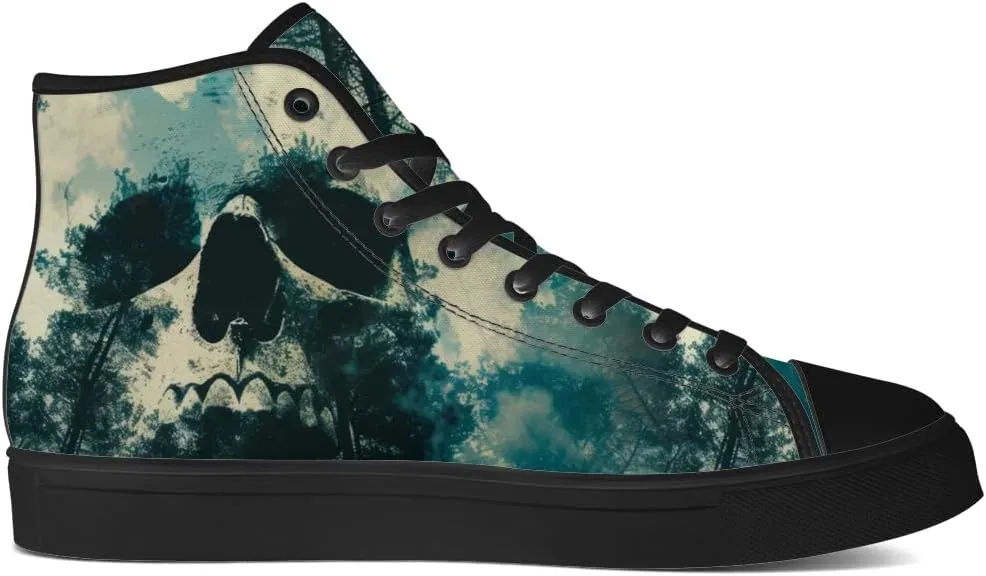 Men's Women's Skull High Top Canvas Shoes Gothic High Top Sneakers Lace Up Casual Shoes
