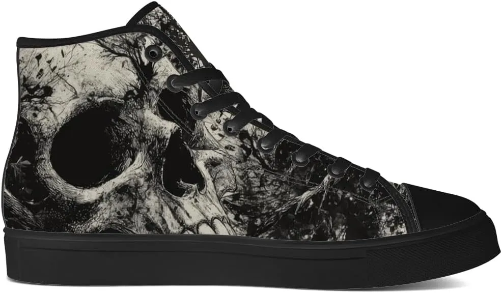 Men's Women's Skull High Top Canvas Shoes Gothic High Top Sneakers Lace Up Casual Shoes