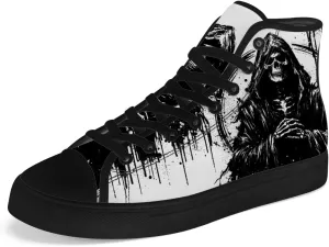 Men's Women's Skull High Top Canvas Shoes Gothic High Top Sneakers Lace Up Casual Shoes