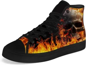 Men's Women's Skull High Top Canvas Shoes Gothic High Top Sneakers Lace Up Casual Shoes