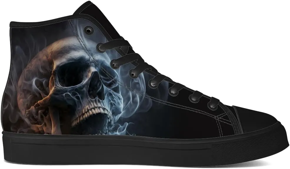 Men's Women's Skull High Top Canvas Shoes Gothic High Top Sneakers Lace Up Casual Shoes