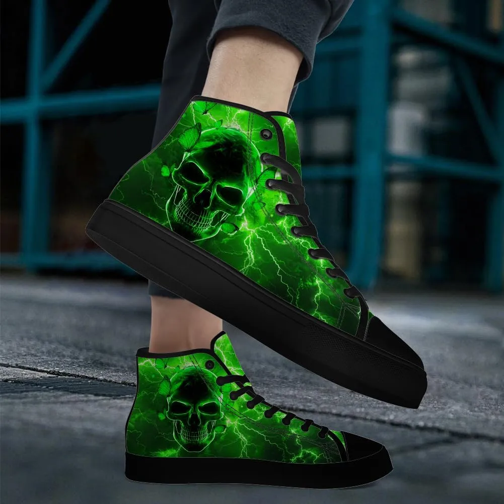 Men's Women's Skull High Top Canvas Shoes Gothic High Top Sneakers Lace Up Casual Shoes