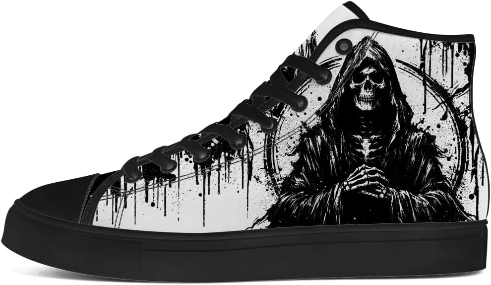 Men's Women's Skull High Top Canvas Shoes Gothic High Top Sneakers Lace Up Casual Shoes
