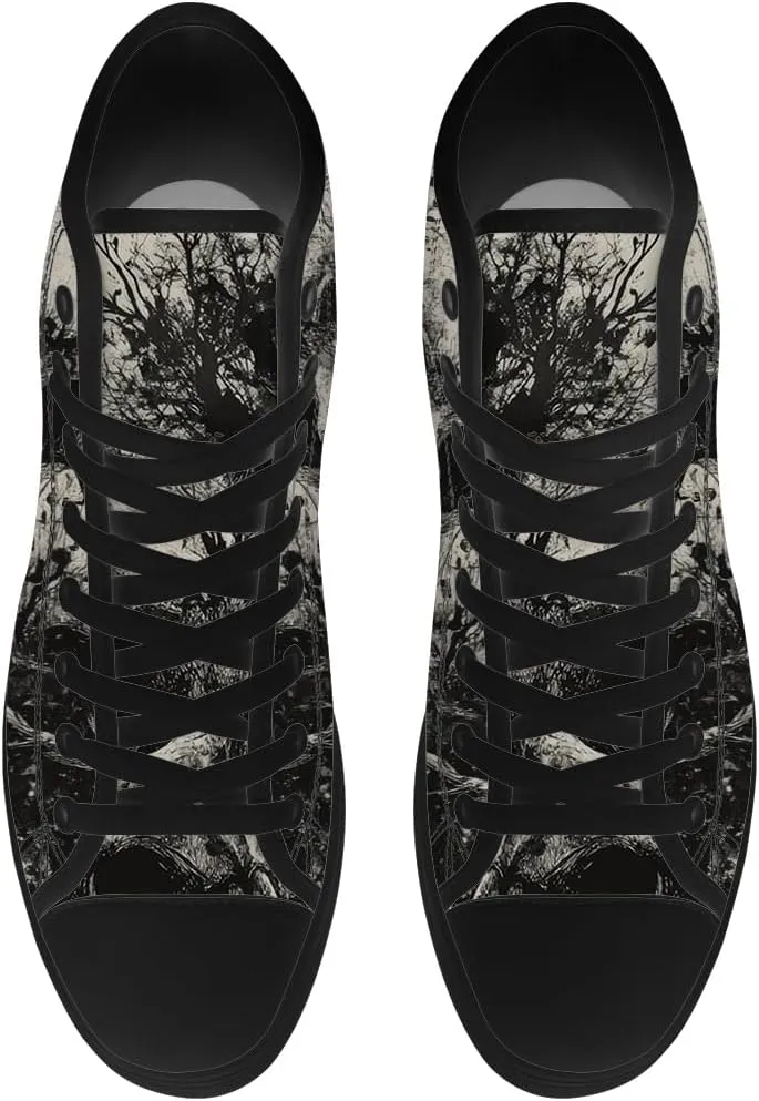 Men's Women's Skull High Top Canvas Shoes Gothic High Top Sneakers Lace Up Casual Shoes