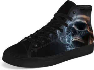 Men's Women's Skull High Top Canvas Shoes Gothic High Top Sneakers Lace Up Casual Shoes