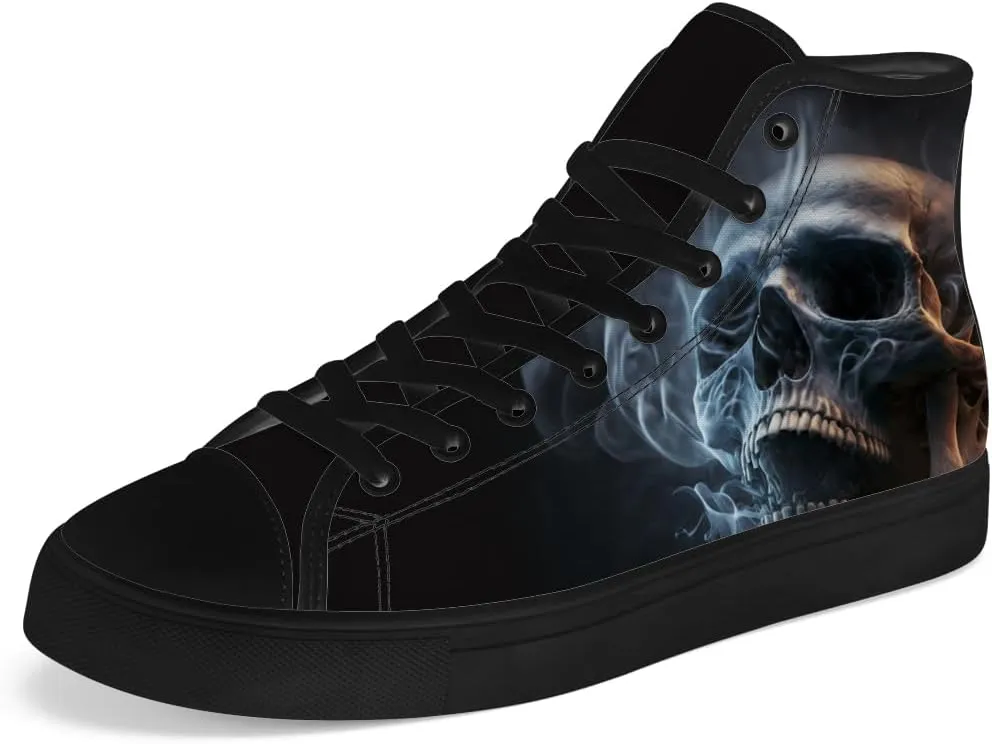 Men's Women's Skull High Top Canvas Shoes Gothic High Top Sneakers Lace Up Casual Shoes