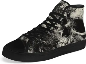 Men's Women's Skull High Top Canvas Shoes Gothic High Top Sneakers Lace Up Casual Shoes