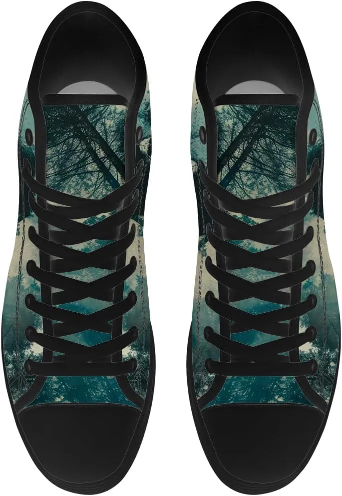 Men's Women's Skull High Top Canvas Shoes Gothic High Top Sneakers Lace Up Casual Shoes