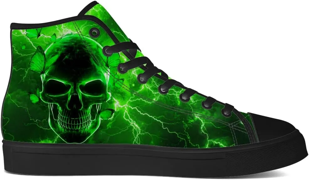 Men's Women's Skull High Top Canvas Shoes Gothic High Top Sneakers Lace Up Casual Shoes