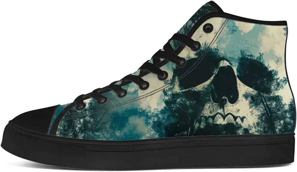 Men's Women's Skull High Top Canvas Shoes Gothic High Top Sneakers Lace Up Casual Shoes