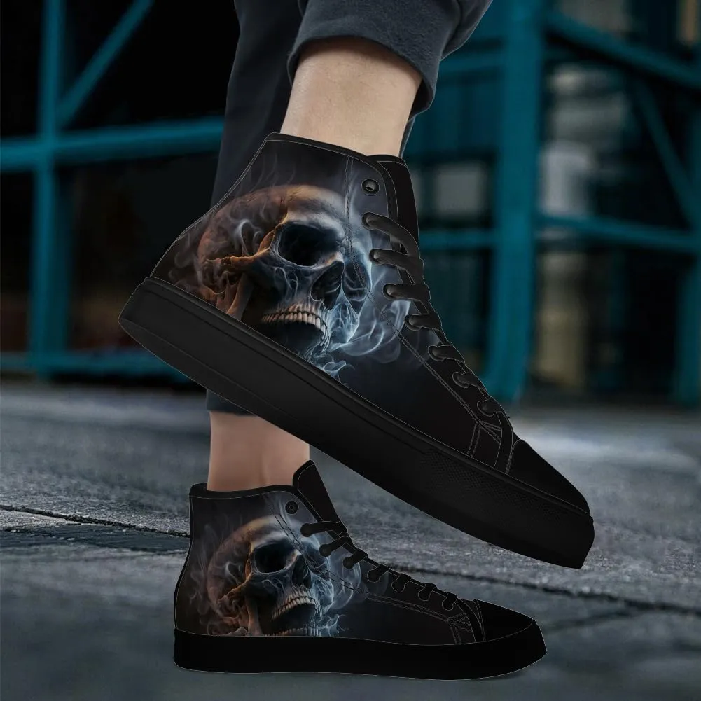 Men's Women's Skull High Top Canvas Shoes Gothic High Top Sneakers Lace Up Casual Shoes