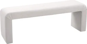 Meridian Furniture Minimalist Collection Modern | Contemporary Velvet Upholstered Bench, 53" W x 14.75" D x 18.25" H, Cream