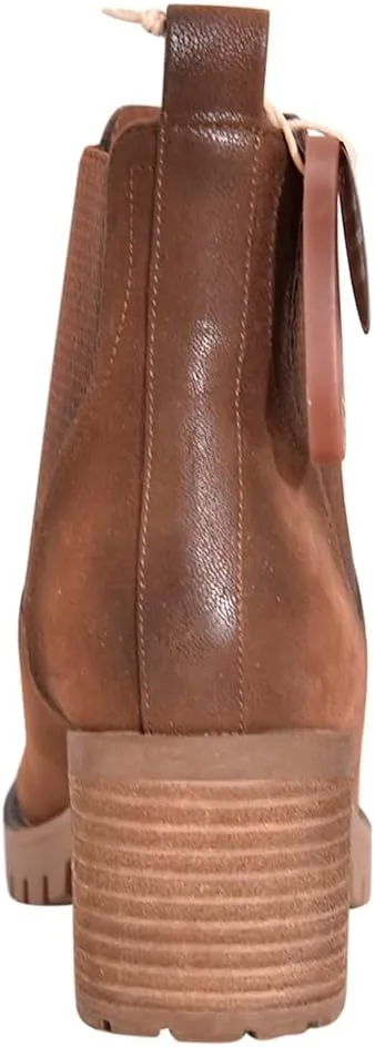 MIA Womens Jonna Round Toe Chelsea Casual Boots Ankle Mid Heel 2-3" - White