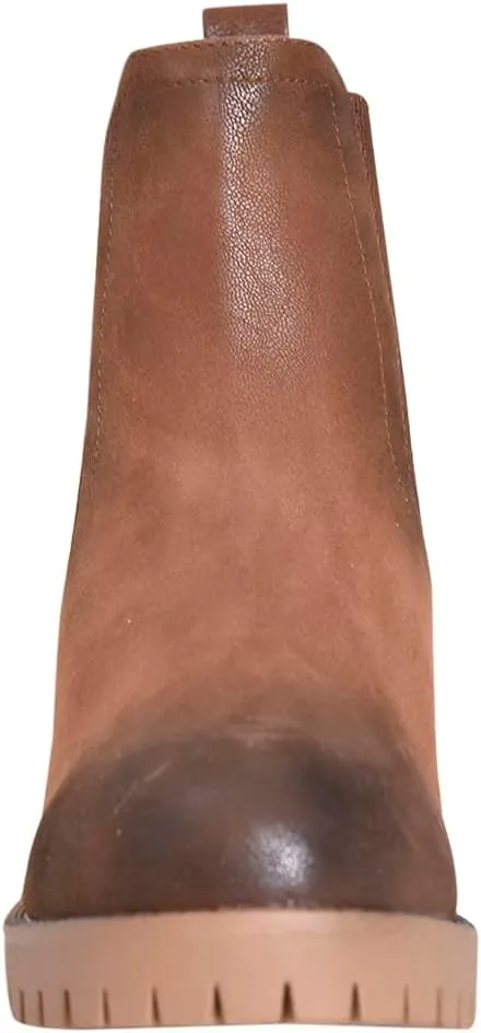 MIA Womens Jonna Round Toe Chelsea Casual Boots Ankle Mid Heel 2-3" - White