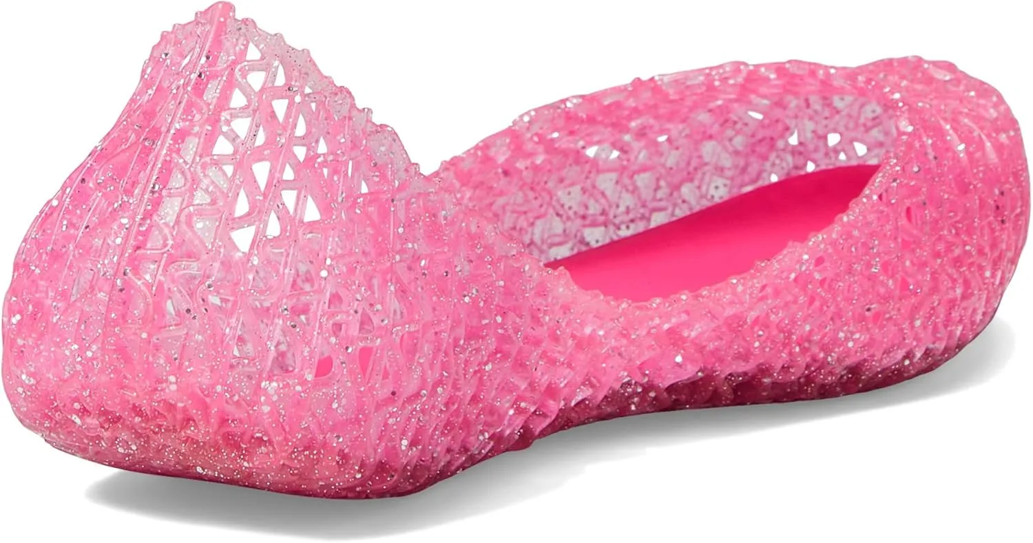 mini melissa Campana Papel Flats for Kids - Comfortable & Cute Closed-Toe Jelly Flat Shoes with Interwoven Cut-Out Design for Girls
