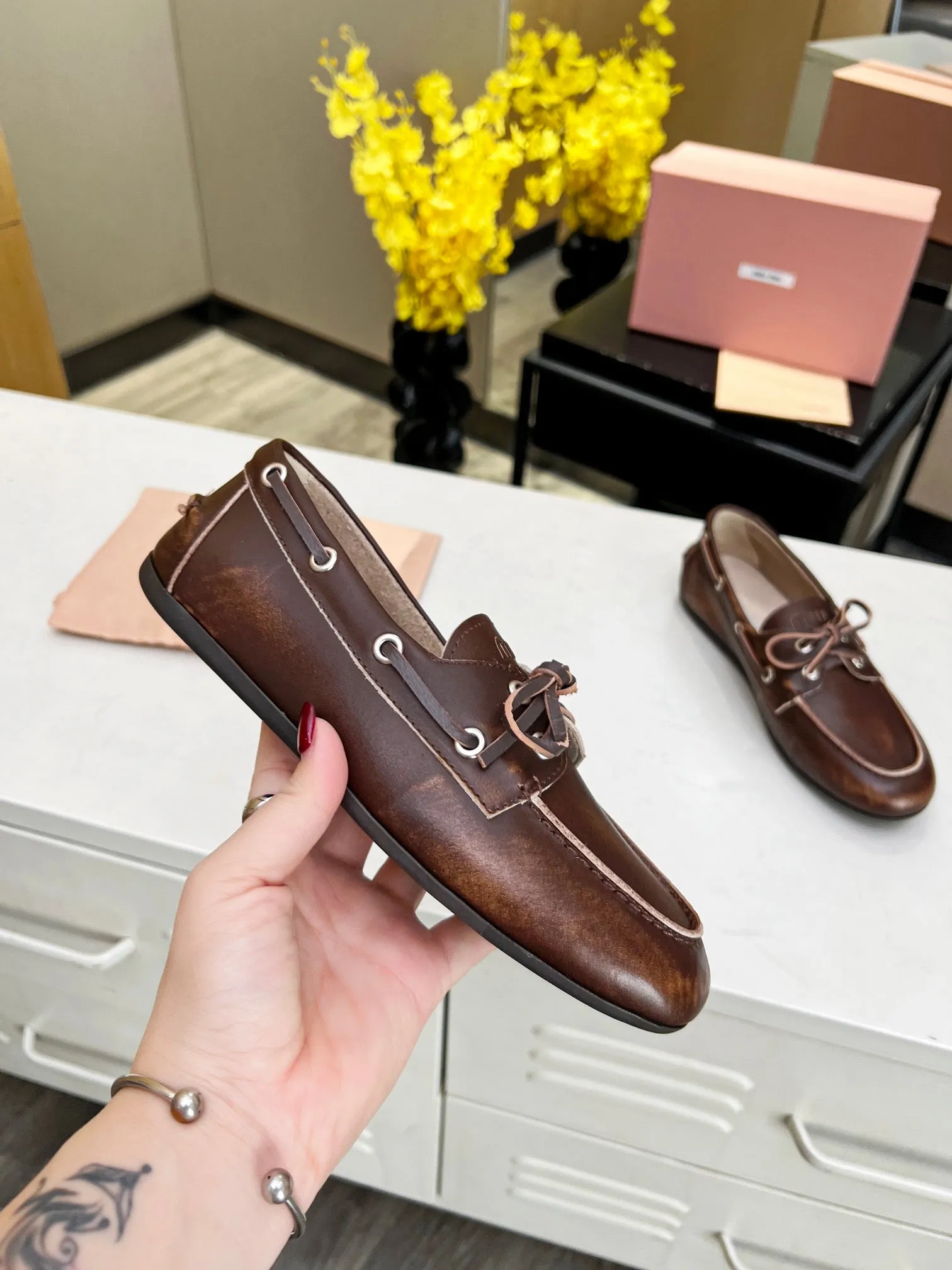 miu loafer sienna calfskin
