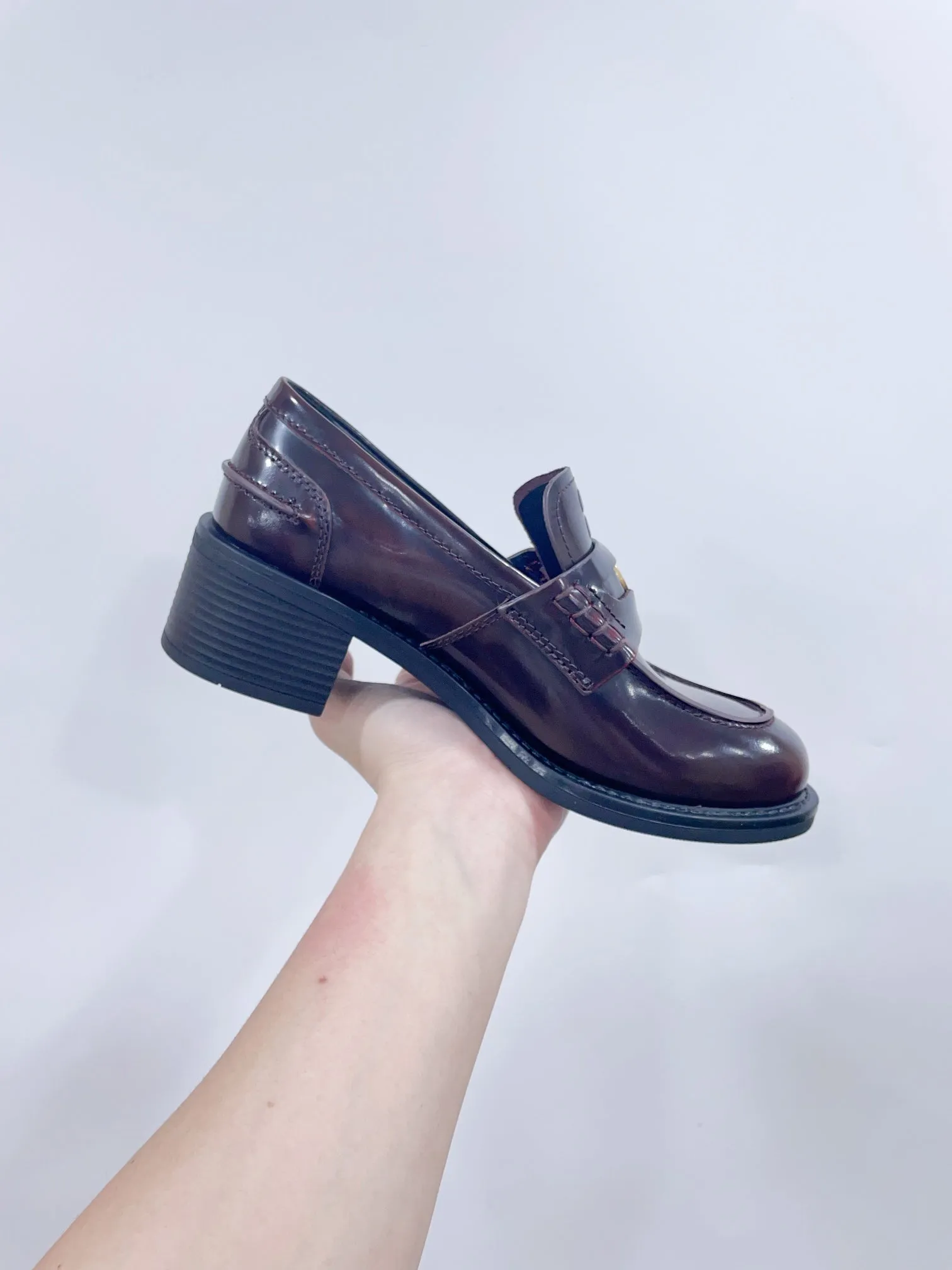 Miu Loafers Crimson Cowhide