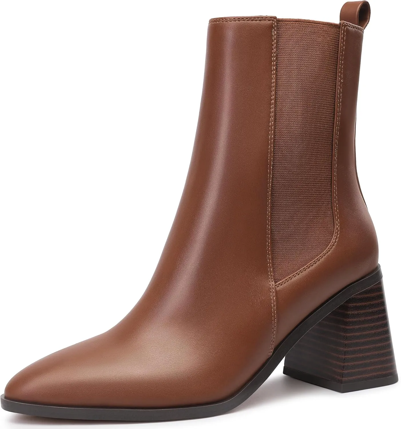 MIXIN Womens Chelsea Ankle Boots Fashion Tall Shaft Low Chunky Block Heel Pointed Toe Fall Winter Heeled Booties Shoes