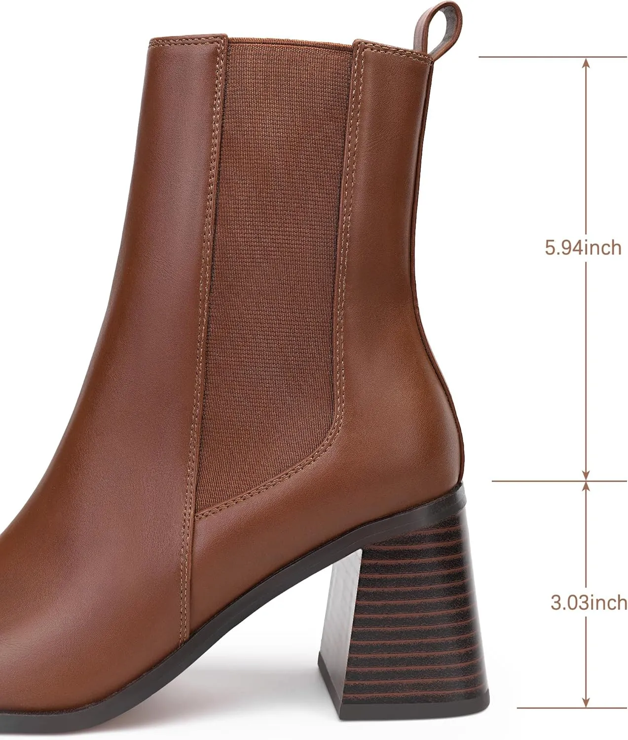 MIXIN Womens Chelsea Ankle Boots Fashion Tall Shaft Low Chunky Block Heel Pointed Toe Fall Winter Heeled Booties Shoes
