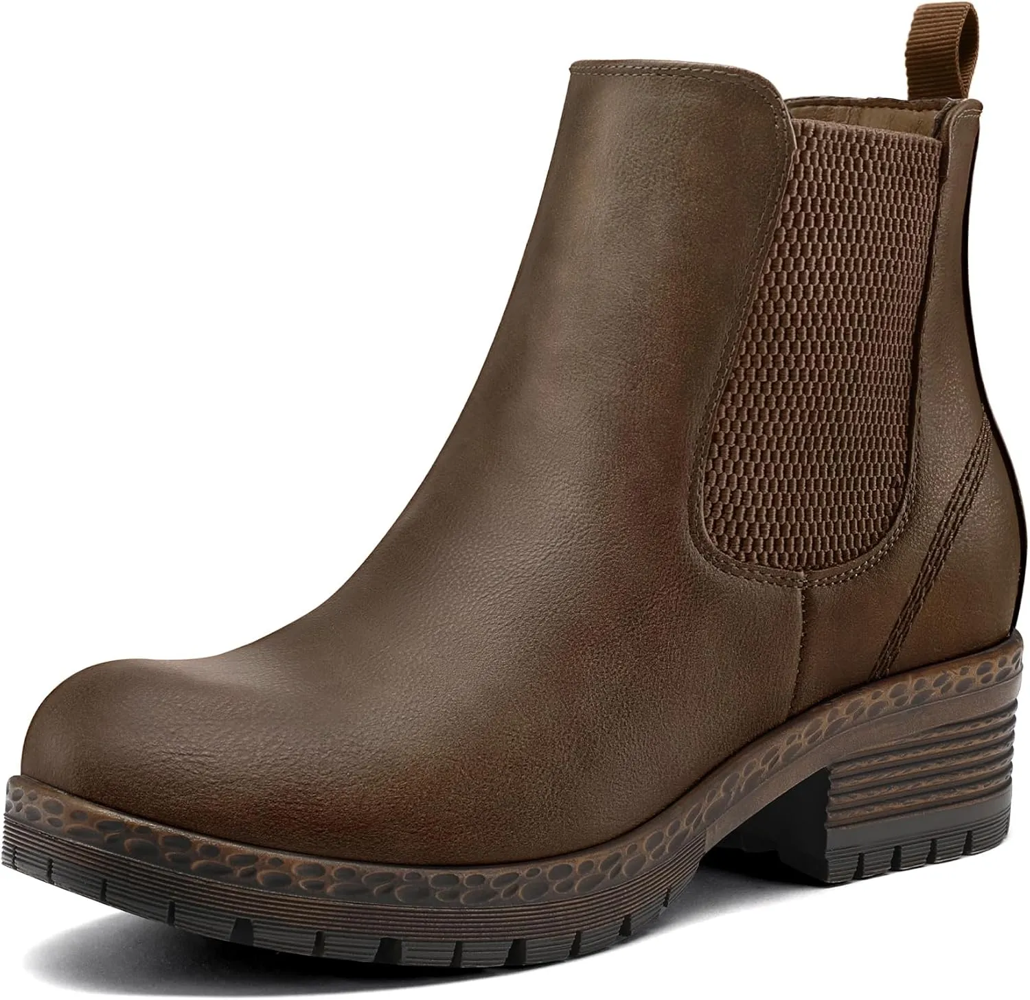 mysoft Women's Chelsea Ankle Boots Side Zipper Chunky Block Low Heel Booties Lug Sole Short Boots
