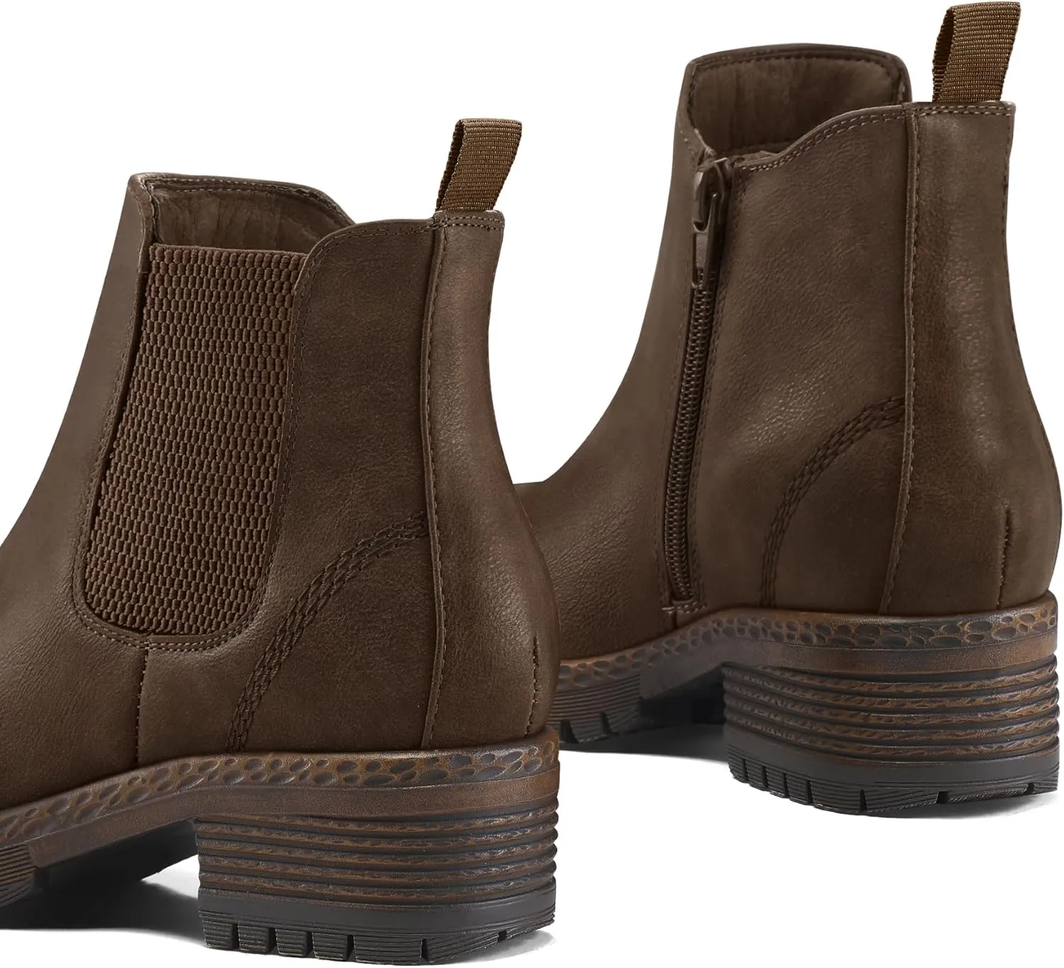 mysoft Women's Chelsea Ankle Boots Side Zipper Chunky Block Low Heel Booties Lug Sole Short Boots