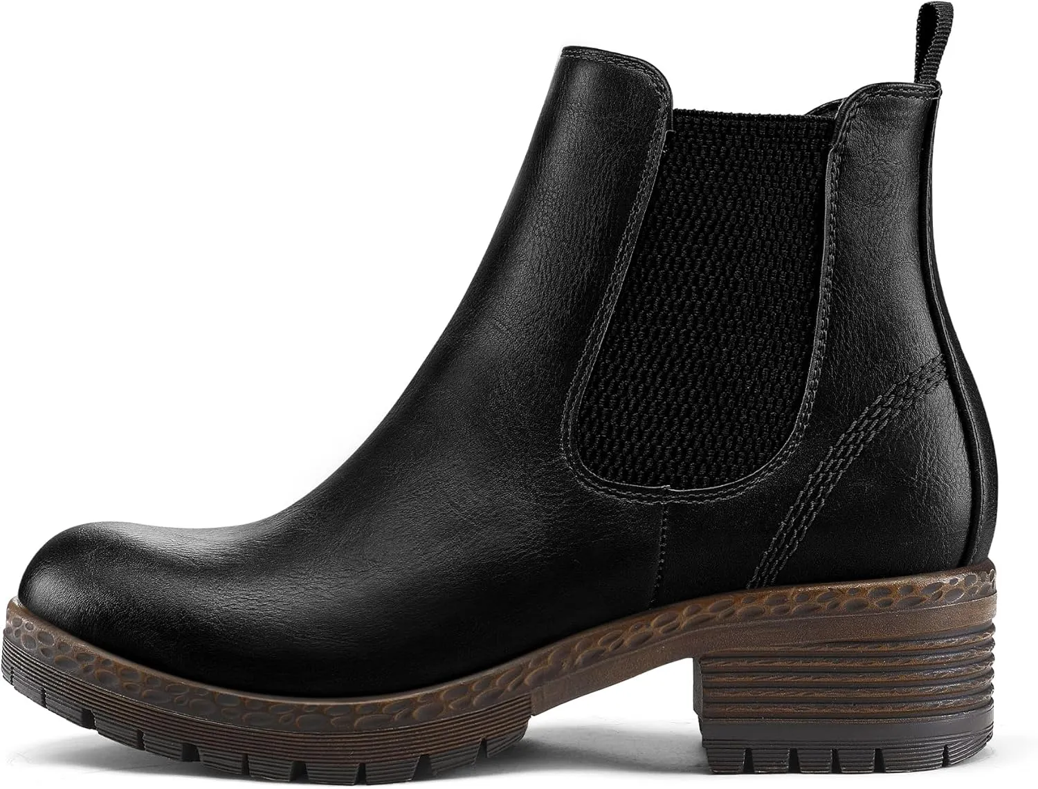 mysoft Women's Chelsea Ankle Boots Side Zipper Chunky Block Low Heel Booties Lug Sole Short Boots