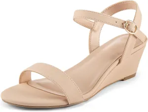 mysoft Women's Wedge Sandals 2 Inch Low Heel Open Toe Ankle Strap Summer Wedding Party Dress Shoes