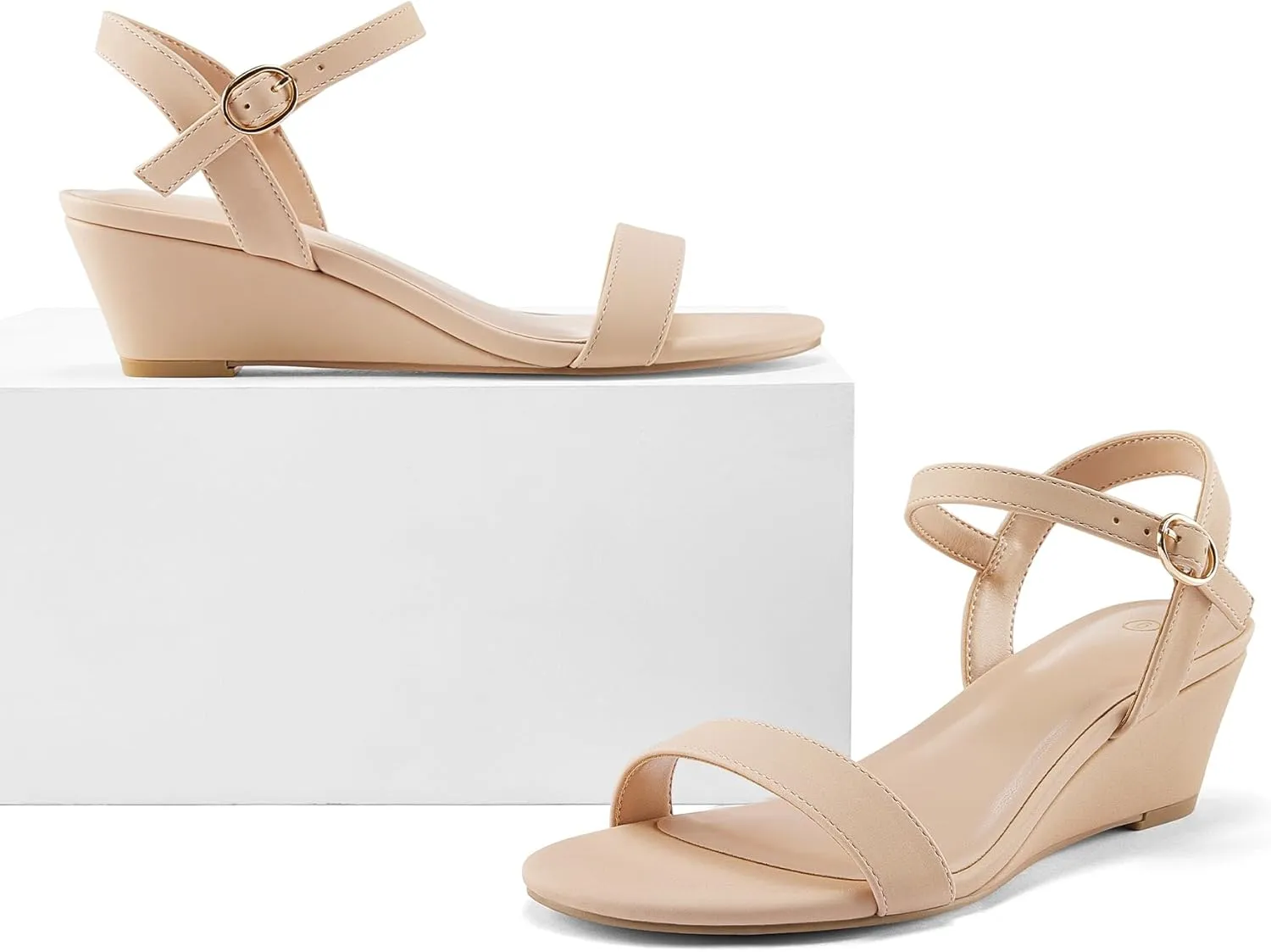 mysoft Women's Wedge Sandals 2 Inch Low Heel Open Toe Ankle Strap Summer Wedding Party Dress Shoes