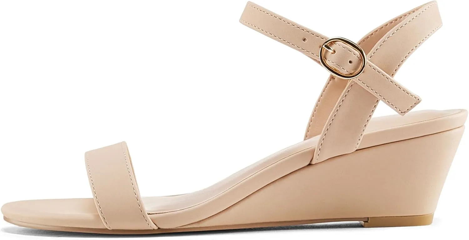 mysoft Women's Wedge Sandals 2 Inch Low Heel Open Toe Ankle Strap Summer Wedding Party Dress Shoes