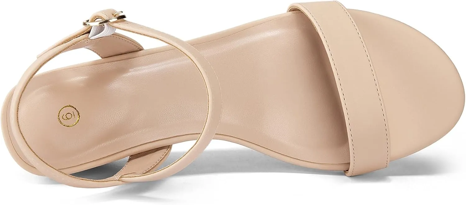 mysoft Women's Wedge Sandals 2 Inch Low Heel Open Toe Ankle Strap Summer Wedding Party Dress Shoes