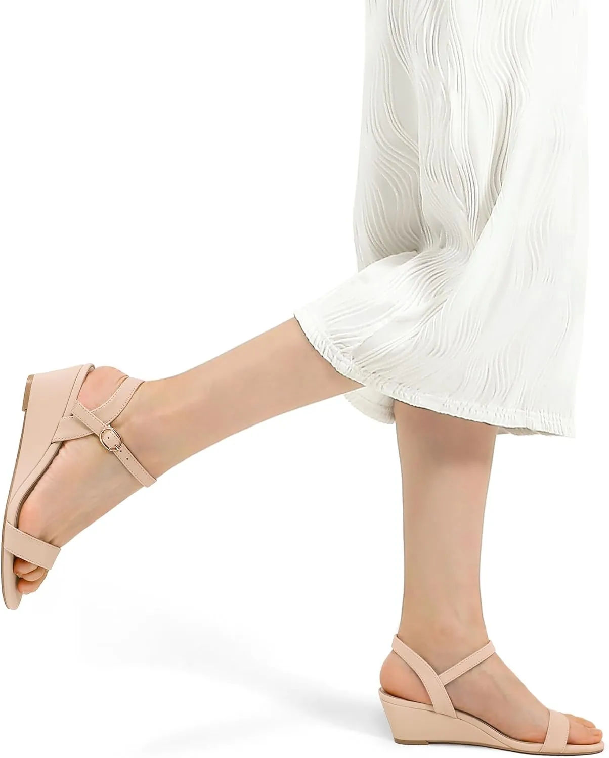 mysoft Women's Wedge Sandals 2 Inch Low Heel Open Toe Ankle Strap Summer Wedding Party Dress Shoes