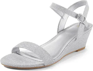 mysoft Women's Wedge Sandals 2 Inch Low Heel Open Toe Ankle Strap Summer Wedding Party Dress Shoes