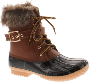 Nature Breeze Duck-01 Women's Chic Lace Up Buckled Duck Waterproof Snow Boots