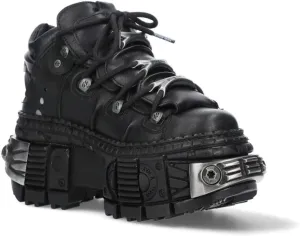 New Rock Boots WALL106-S10 Mens Metallic Black Leather Platform Gothic Boots