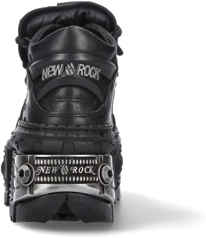 New Rock Boots WALL106-S10 Mens Metallic Black Leather Platform Gothic Boots