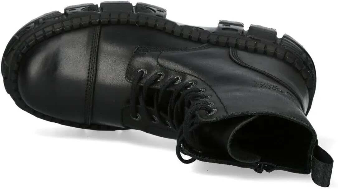 New Rock WALL083C-S5 Mens Black Leather Platform Gothic Boots