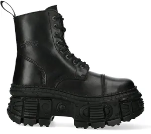 New Rock WALL083C-S5 Mens Black Leather Platform Gothic Boots