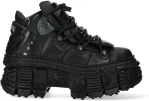New Rock WALL106-S12 Mens Black Leather Platform Gothic Boots