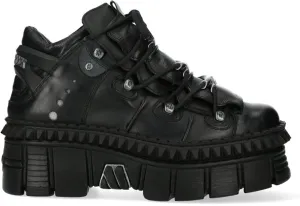 New Rock WALL106-S13 Mens Black Leather Platform Punk Boots